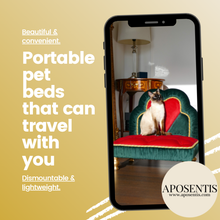 Load image into Gallery viewer, Exquisite luxury pet bed for dogs and cats featuring orthopedic comfort, handmade in Europe with baroque designer details, glamorous high-end customizable pet furniture by Aposentis. €1190.00