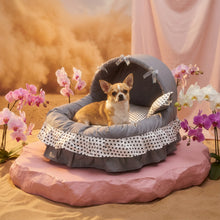 Load image into Gallery viewer, Exquisite luxury pet bed for dogs and cats featuring orthopedic comfort, handmade in Europe with baroque designer details, glamorous high-end customizable pet furniture by Aposentis. €190.00