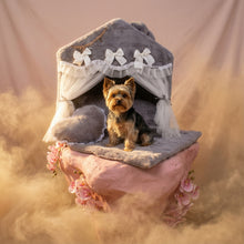 Load image into Gallery viewer, Exquisite luxury pet bed for dogs and cats featuring orthopedic comfort, handmade in Europe with baroque designer details, glamorous high-end customizable pet furniture by Aposentis. €350.00