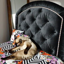 Load image into Gallery viewer, Exquisite luxury pet bed for dogs and cats featuring orthopedic comfort, handmade in Europe with baroque designer details, glamorous high-end customizable pet furniture by Aposentis. €990.00