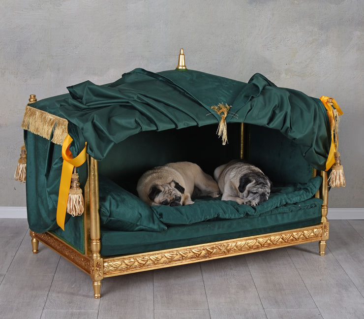 French-Style Canopy Pet Bed Emerald