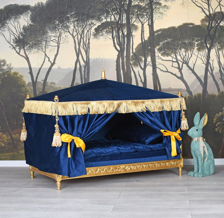 French-Style Canopy Pet Bed Royal Blue