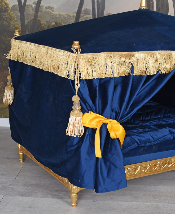 French-Style Canopy Pet Bed Royal Blue