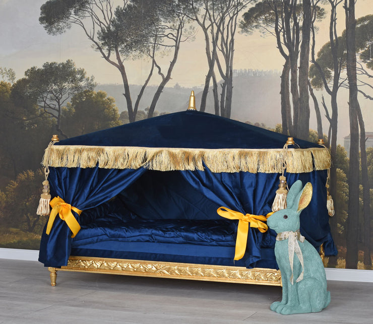 French-Style Canopy Pet Bed Royal Blue