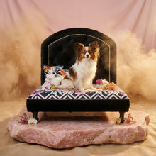 Load image into Gallery viewer, Exquisite luxury pet bed for dogs and cats featuring orthopedic comfort, handmade in Europe with baroque designer details, glamorous high-end customizable pet furniture by Aposentis. €990.00

